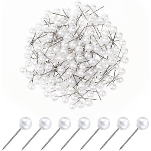 150 PCS Pearl Push Pins Pearl Pins for Bouquets Sewing Pins for Fabric Round Short World Map Pin Board Cork Boards Decorative Thumb Tacks for Sewing Craft Wedding Holiday DIY Accessories