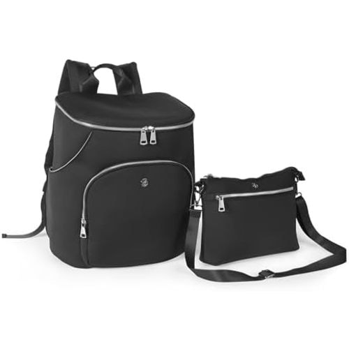 Diaper Bag Backpack 2 Pack - Waterproof - 11 Pockets & Insulated Bottle Pocket - Extra Mini-Pouch Included - Diaper Bag Neoprene Exterior - Black