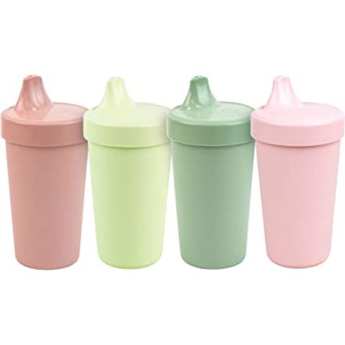 Re Play 4pk - 10 oz. No Spill Sippy Cups for Baby, Toddler, and Child Feeding | BPA Free | Made in USA from Eco Friendly Recycled Milk Jugs | Desert Roses+