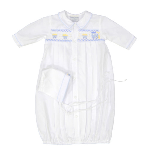 Train Smocked Take Me Home Gown with Bonnet