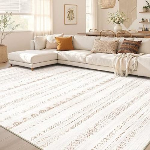 Boho 5x7 Area Rug Living Room Rugs Machine Washable Beige/Brown
