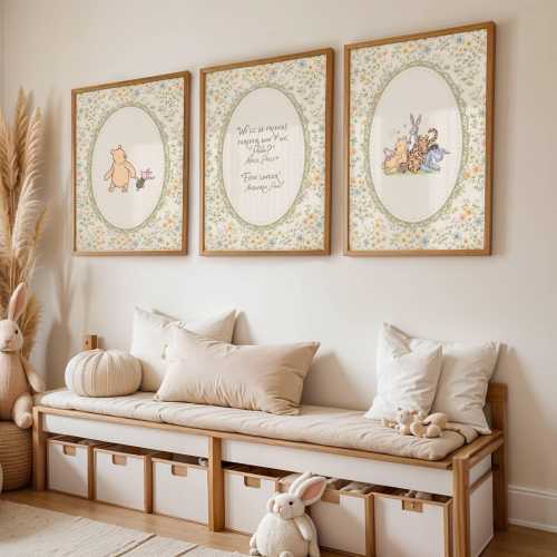 Winnie-the-Pooh Nursery Decor Classic Winnie the Pooh Digital Prints Set of 3 Vintage Pooh Bear Vintage Gender Neutral Winny the Pooh Quote