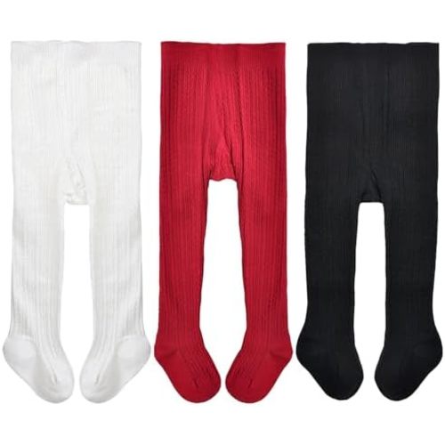 EPEIUS Baby Girls Tights Cable Knit Leggings Stockings Cotton Pantyhose for Newborn Infants Toddlers 3/6 Pack