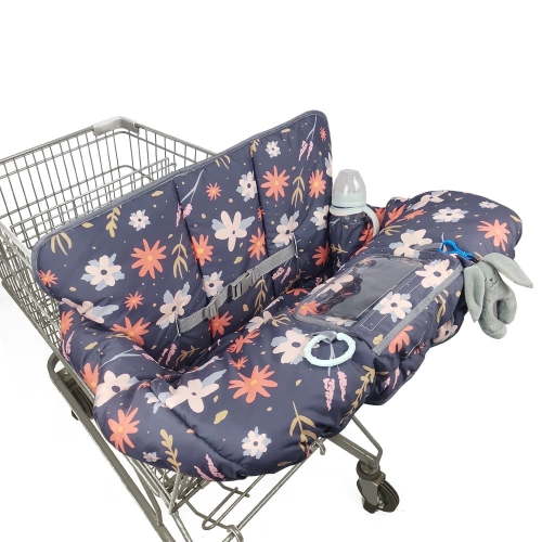 Shopping Cart Cover for Baby, 2 in 1 High Chair Cover & Grocery Cart Cover for Babies,with Clear Phone Pouch,thick, Machine Washable, Flowers