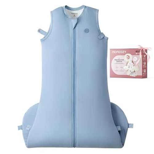 Momcozy Sleep Sack for Baby 6–12 Months, 1.5 TOG Baby Wearable Blanket with Supportive Plush Filling, Two-Way Zipper for Easy Diaper Changes, Snap-Fit Design for Growing Babies, Medium, Blue