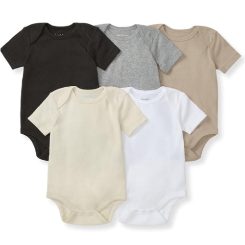Burt's Bees Baby Bodysuits, Short Sleeve and Long Sleeve One-Pieces, 100% Organic Cotton, Pack of 5