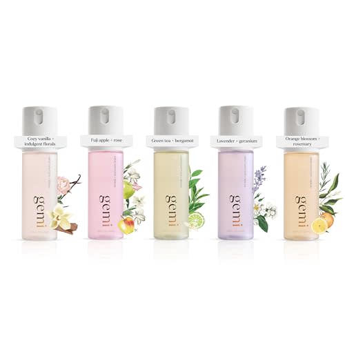 gemi Hand Sanitizer + Serum™, Full Collection, Kills 99% of Germs, 5-Pack | Hydrating formula with cica, vitamin B5 & green tea, full set includes Amara, Caela, Eden, Elysium & Solenne