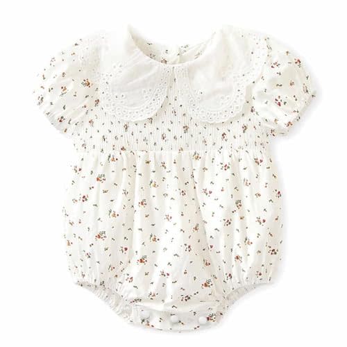 Curipeer Infant Baby Girls Summer Floral Romper Baby Bubble Sleeve Ruffle Romper Outfit 3M-2T