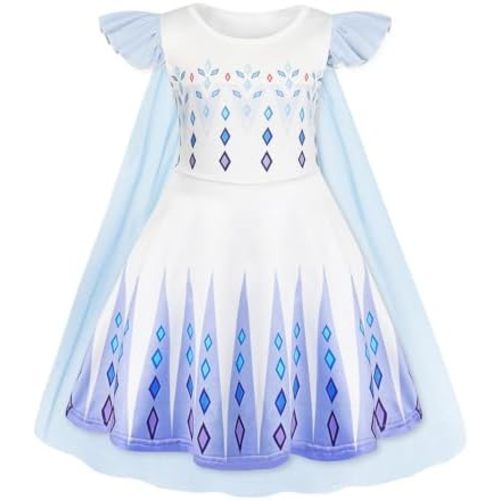 WonderBabe Princess Dress With Cape Girls Christmas Birthday Party Cosplay Costume Toddler Ruffle Sleeve Fancy Outfit Gift