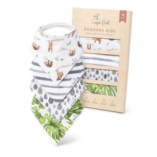 Copper Pearl Baby Bibs 4 Pack, Printed Bandana Drool Bibs for Baby Girl & Boy, Soft Cotton Drooling Teething Bibs