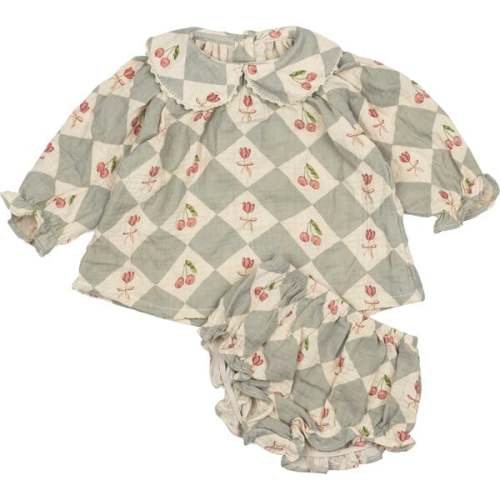 Georgina Set, Cherry Patchwork Vintage Blue - Wild Wawa | Maisonette