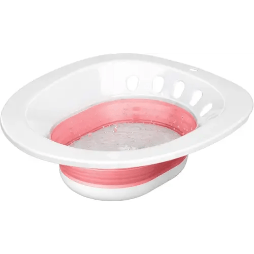 Pochik Sitz Bath, Sitz Bath for Hemorrhoids, Sitz Baths for Toilet Seat and Postpartum Care, Sits Bath Kit for Women, Foldable Basin for Salt Soak, Drain Holes, Deeper Bowl
