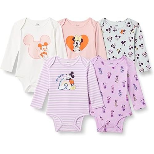 Amazon Essentials Disney | Marvel | Star Wars Unisex Babies' Long-Sleeve Bodysuits, Pack of 5