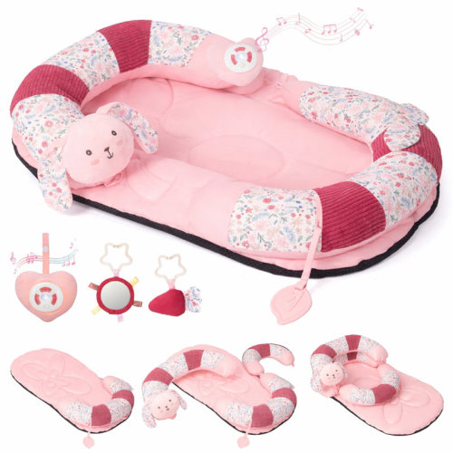 Baby Tummy Time Floor Seat Mat W/ 5 Engaging Toys, 28" Baby Gym Play Mat W/ Seated Support For Early Sitting, Soft & No-slip For Newborn Infant Essentials Development As New Mother Gifts | Wayfair