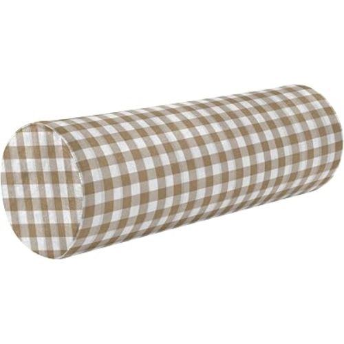 Brown Gingham Checkered Neck Roll Pillow Bolster Pillow Memory Foam Round Cylinder Pillows for Sleeping Back Leg Pain Relief Decorative Gifts