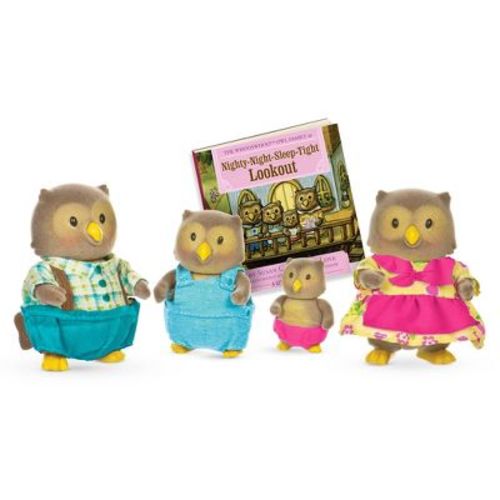 Li'l Woodzeez Miniature Animal Figurine Set - Whooswhoo Owl Family: Storybook & Figures, 5 Pieces