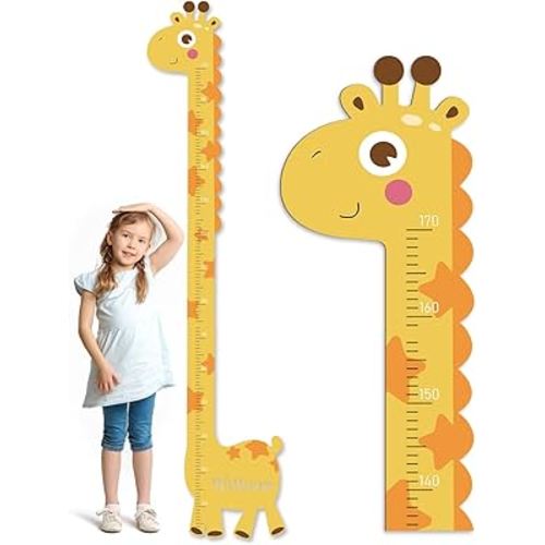 Personalized Name Growth Chart for Kids, Giraffe Height Chart for Boy Girls, Measuring Board for Kids Height, Patchwork Wooden Height Chart Measuring Board, Nursery Decor