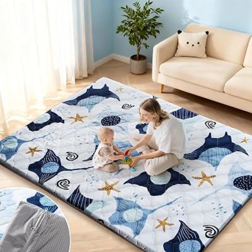 Omzer Baby Play Mat 65x50 Inch, Removable & Washable Cover Thick Playmat