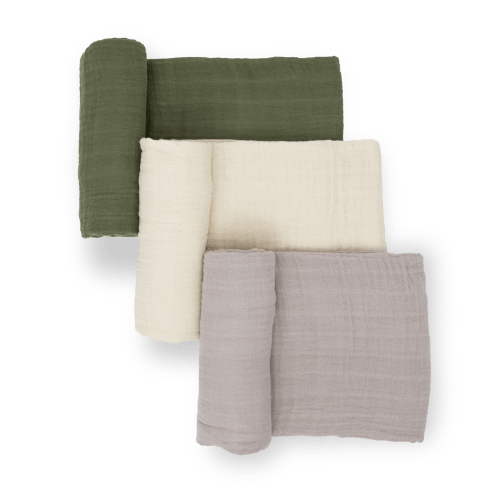 Cotton Muslin Swaddle Blanket 3 Pack - Fern 2