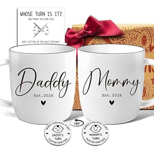 Pregnancy Mug Gift Est 2026 for New Parents, Mommy And Daddy To Be Mug Gifts, New Parents Mugs Gift for Mom, Dad - Pregnancy Announcement, New Parent Gifts for Couples, Mom And Dad Mugs 2026-15