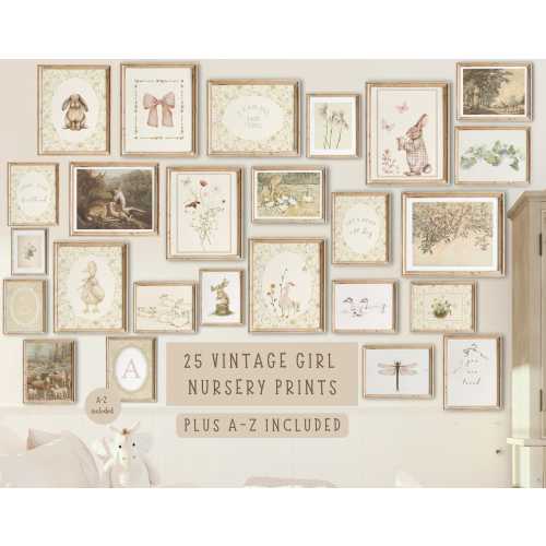 Vintage Nursery Gallery Wall Girl Cottagecore Nursery Prints Silly Goose Art Printable Girl Room Decor Neutral Nursery Prints Digital