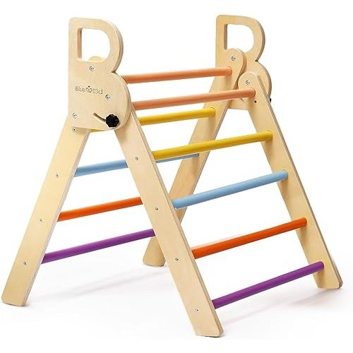BlueWood Flodable Triangle Ladder Climbing Toy for Toddlers, WoodenToy Indoor Playground Gym Toddlers Kids Toys Learning Pre-Kids
