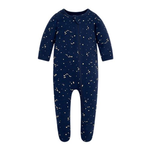 Owlivia Organic Cotton Baby Pajamas, Boys Girls Zip Front Sleep 'N Play Pjs, Footed Sleeper, Long Sleeve