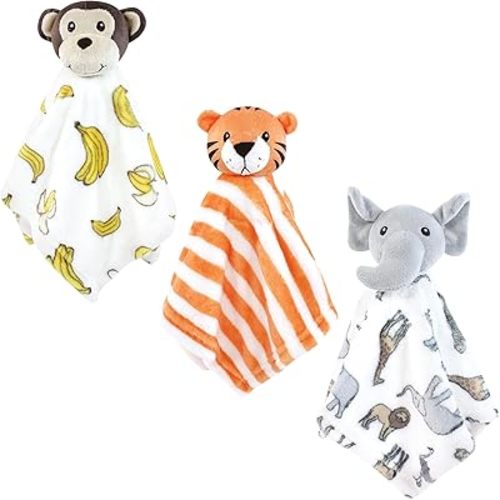 Hudson Baby Unisex Baby Animal Face Security Blanket, Dino, One Size
