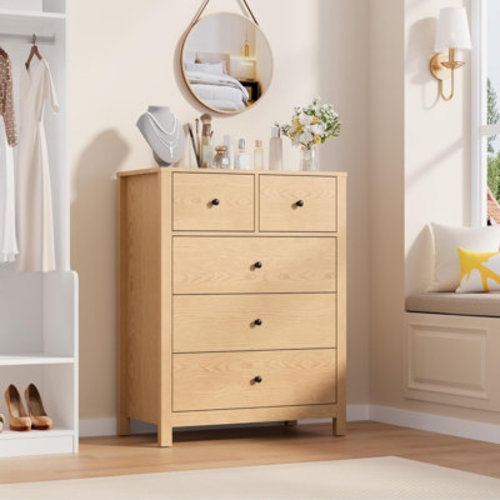 Ebern Designs Black Tall 5-Drawer Dresser with Deep Drawers, Modern Wood Chest for Kids Bedroom & Reviews | Wayfair