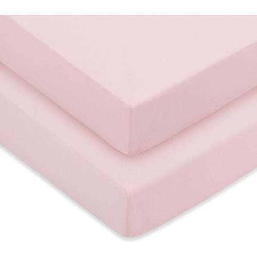 Comfy Cubs Fitted Crib Sheet – 100% Cotton Baby Crib Mattress Sheet, Snug Fit (Pink, Pack of 2)