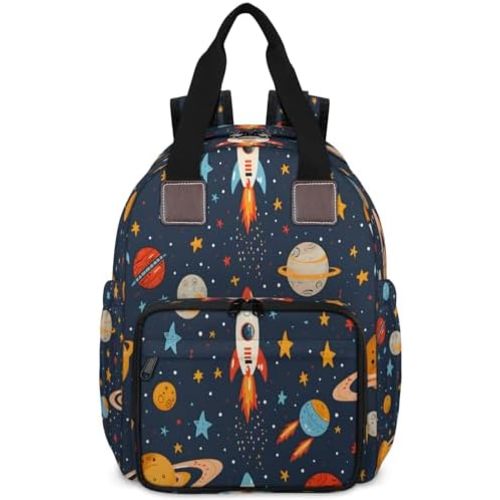KOBLEN Outer Space Theme Diaper Bag Backpack Baby Essentials Travel Tote Bag with Insulated Pockets Multi-functional Diaper Bags Organizer Bag for Women Men