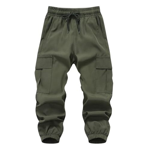 XiaoLongRen Baby Boys Cargo Joggers Pants Toddler Quick Dry Lightweight Hiking Pants Kids Pull On Sweatpants