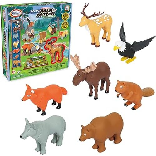 Popular PLAYTHINGS Mini Mix or Match Forest Animals, Magnetic Toy Set with Pop-up Playmat, Set of 7