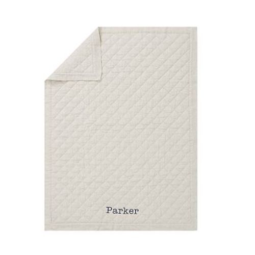 European Linen Baby Quilt, Flax, 36"W x 50"L