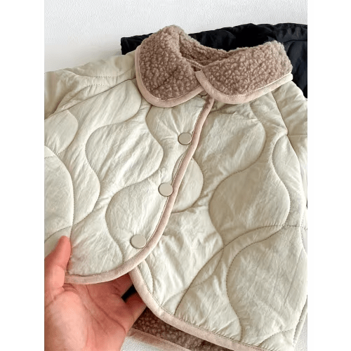 winter 1pc beige high neck cardigan padded coat girls casual - Temu