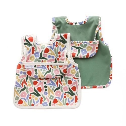 Esembly Bib for Baby, Waterproof 2 pack - Aloe + Jurassic Garden, Size 1