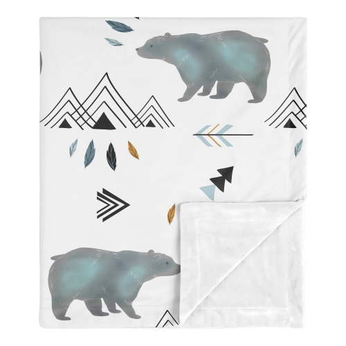 Sweet Jojo Designs Bear Mountain Blue and Black Baby Security Blanket