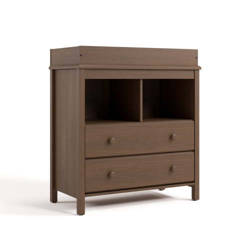 Storkcraft Alpine 2-Drawer Infant Changing Table Dresser, Hazelnut