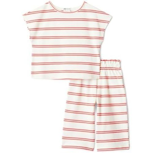 Amazon Essentials x Sofia Grainge Toddlers and Baby Girls' Cotton Pique Short Sleeve T-Shirt & Pants Play Set