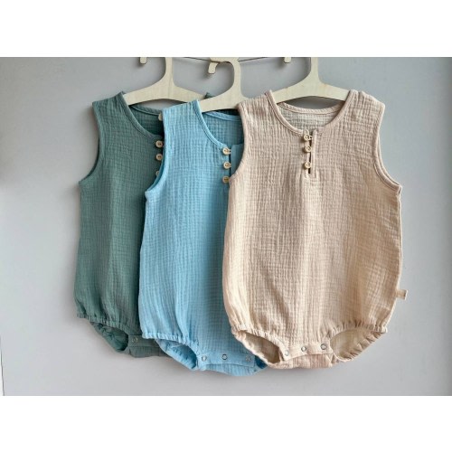 Organic Muslin Baby Romper: Unisex Summer Onesie