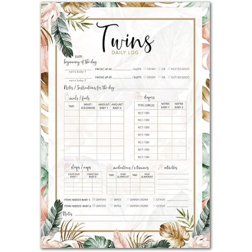 Baby Log for Twins - Newborn Twins - 50 Pages - Twins Sleep Schedule, Breastfeeding Log Book, Memory Books for Mom, Nanny Daily Log - Baby Journal Memory Book, Mom Journal, 50 Pages