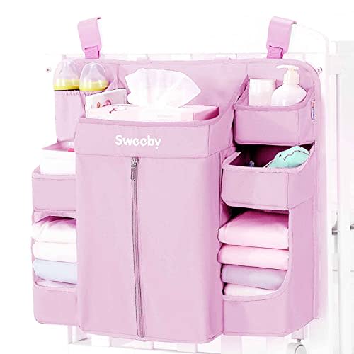 Sweeby Diaper Organizer for Changing Table and Crib - Nursery Diaper Stacker Hanging Caddy for Baby Essentials