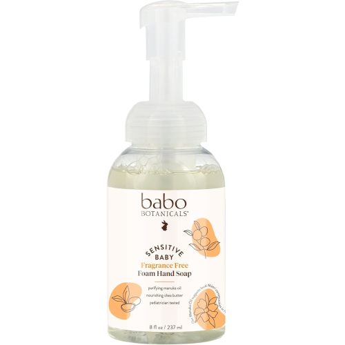 Babo Botanicals Sensitive Baby Fragrance-Free Foaming Hand Soap - Self-foaming - Manuka Oil, Shea Butter & Aloe Vera - For Babies, Kids and Adults with Sensitive Skin - Vegan