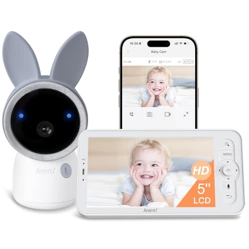 ARENTI Baby Monitor A4 Kit, 2.5K 5G WiFi, 360-Color RGB Night Light,SD Slot | 5'' Upgraded Wireless Display, Access Logs, 2.4G&5G with APP, Humidity&Temp Monitoring, Cry&Human Detection, AI Tracking, PTZ