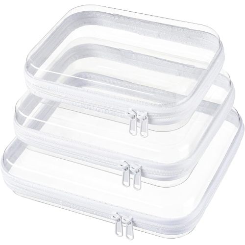 Clear Hard Shell Diaper Bag Organizer Pouches Cosmetic Bags (3 Pcs)