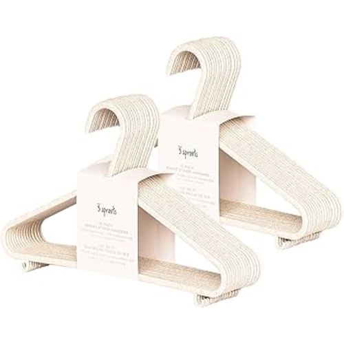 3 Sprouts Wheat Straw Plastic Hangers - 30-Pack Eco-Conscious Toddler Hangers for Child & Baby Clothes, Coats - Kid Closet Hanger Ideal for Small Girls, Boys, Children & Kids - Speckled Cream