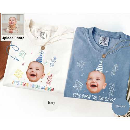 Custom Face First Birthday Family Shirts, Custom Photo Birthday Shirts,  Fun To Be One Matching Tees