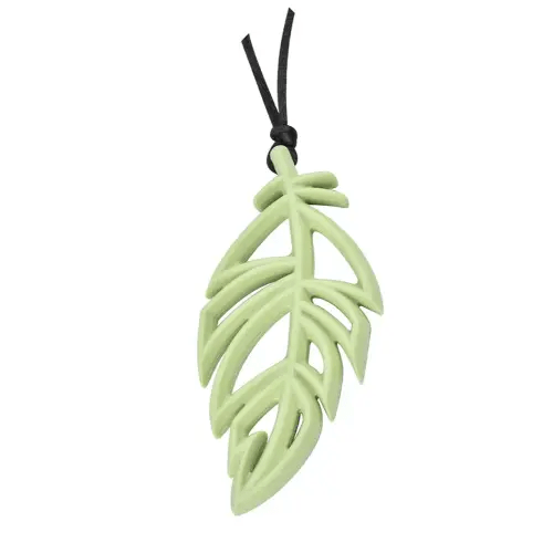 Leaf Teether Necklace,Teething Necklaces for Sensory Kids Adults Chewing,Chewy Pendant Great for Nail Biters,1 Pack