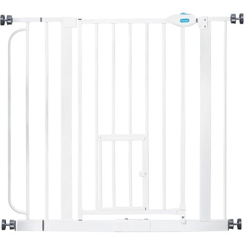 Carlson 29.5–36.5” Extra Wide Dog Gate with Small Pet Door, Walk-Through Pressure Mounted Metal Indoor Pet Safety Gate, Tested and Trusted by Pet Parents, American Designed, American Owned