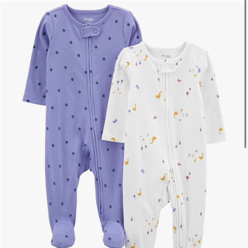 Simple Joys by Carter's Baby Girls' Cotton Footed Sleep and Play, Pack of 2
